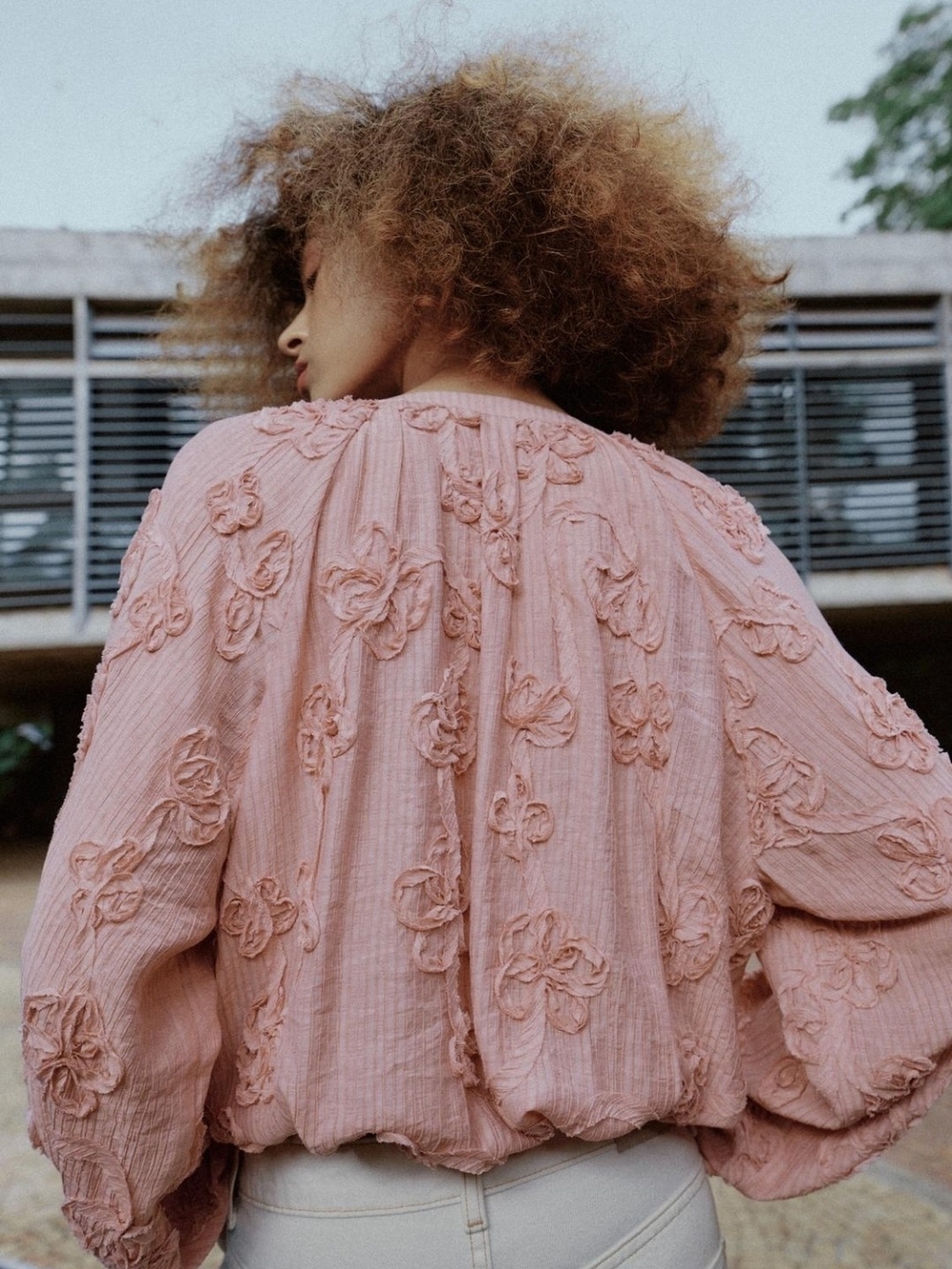 Zara Pink Textured Floral Bomber Jacket - Picture 3 of 12
